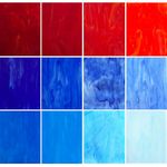 ILLUCKAI 12 Sheets Red+Blue Opaque Stained Glass Sheets, 6 x 4 inch Stained Glass Kits for Stained Glass Beginners and Hobbyists
