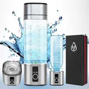 Hydrogen Water Bottle, Hydrogen Water Bottle Generator for 6000ppb, SPE and PEM Hydrogen Machine, 280ML Portable Hydrogen Generator for Healthy Improve, Sport, Gift, Silver