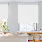 KCO Cordless Light Filtering Roller Blinds, Window Roller Shades Solar Blinds UV Protection Fabric Shades for Bathroom, Living Room, Bedroom and Office, 22" W x 72" L, White