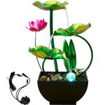 Indoor Tabletop Fountain Water Feature USB Powered Tabletop Water Fountain Desktop Waterfall Fountain Zen Water Fountain for Meditation Relaxation Home Office Decor NO LED RING LIGHT(Lotus)