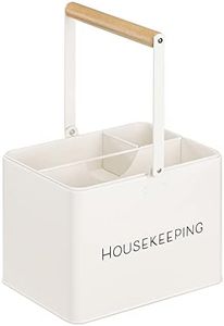 Navaris Cleaning Caddy with Handle - Metal Cleaning Product Storage Organizer Box for Housekeeping Products for Bathroom Kitchen Home - Vintage Design