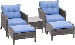 Outsunny 5 Pieces Rattan Wicker Lou