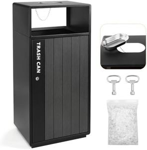 BEAMNOVA Outdoor Commercial Trash Can with Lock & Inner Bin, 30.36 Gallon Stainless Steel Metal Waste Container, 20.5 * 16.5 * 43.3 in, Heavy Duty Weather Resistant Garbage Bin