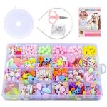 KMOTID Children's Jewelry Making Kit - Colorful Beads DIY Bracelets, Necklace, Hairband, and Rings Craft Kits - Plastic Beads for Kids Crafts - Birthday Gift[Multicolor]