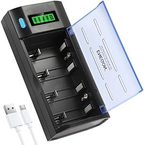 ENEGON Smart Multi-Function Fast Battery Charger for C D AA AAA Rechargeable Batteries and 9V Batteries with Micro-USB and USB-C Input, LCD Display (Ni-MH Ni-CD Rechargeable Battery)