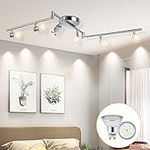 HURYEE Track Lighting Kit, 6 Head Foldable Ceiling Spot Light with GU10 Socket for Kitchen Hallyway Bedroom Fixture Directional Accent Lamp