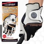 Copper Tech Women's Golf Gloves 2 Pack - 100% AAA Cabretta Leather - Optimal Wrist Support for Golfers - Ladies Golf Glove Left Hand - Perfect Golf Glove for Summer - One Size Fits Most (Md to Lg)