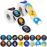 Hebayy 600 PCs Solar System Stickers in Rolls with Perforation Line. Perfect for Toddlers and Kids. 1.5” (Expanded Edition with Astronauts, Comet, The Moon and Satellites)