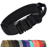 Joytale Tactical Dog Collar with Handle, Heavy Duty Military Dog Collar with D Ring, Adjustable Tactical Collars for XLarge Dogs Training, Black, XL