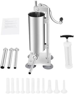 Sausage Stuffer Stainless Steel Manual Sausage Stuffer Vertical Sausage Filler with 6 Tubes for Home & Commercial Use