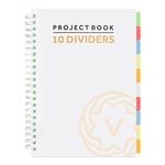 VABE UK A4 Translucent Project Notebook with 10 Dividers - 300 Pages Journal (150 sheets) - 100gsm lined Paper - Extra Large Notebook - Thick Matte Laminated Cover a4 notepad(WHITE)