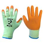 24 Pair Latex Coated Orange Rubber Work Gloves Mens Safety Builders Gardening Scaffolding Mens Safety Gloves (Large/9)