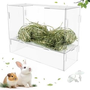 UCANVIN Rabbit Hay Feeder with Lid,Hanging Food Dispenser for Rabbit, Guinea Pig, Bunny, Chinchilla, 116oz Large Capacity 1pack