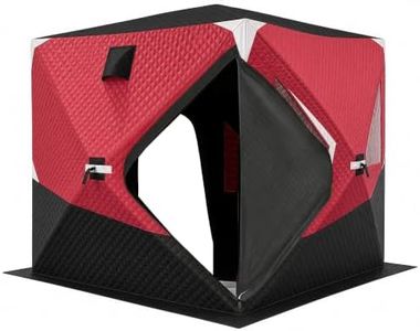 Outsunny Insulated Pop-Up Ice Fishing Tent, 3-4 Person Portable Hub Style