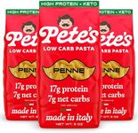 Pete's Pasta 3 Pack Penne Noodles Pasta 8oz – 7g Low Carb Pasta – 17g High Protein Pasta – Authentic Italian Keto Pasta Noodles – Healthy Low Calorie Penne Pasta – Wheat Pasta Imported from Italy