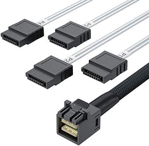 10Gtek# 6G Internal MiniSAS HD SFF-8643 to 4X SATA 7pin Hard Disk Data Server Raid Cable, 1.6ft/0.5m