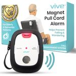 Vive Magnet Pull Cord Alarm - Bed, Room and House Alert for Elderly and Adult Patient Care - Caregiver Sound Monitor Device - Elder Monitoring System for Falling At Home - Panic Audio Button for Falls