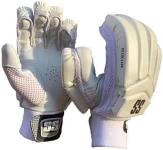 SS Cricket Club Lite Cricket Batting Gloves, Adult - RightHanded, White