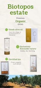 Biotopos Organic Early Harvest Extra Virgin Olive Oil, Koroneiki, 500ml Tin