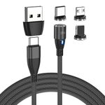 100W Magnetic Charging Cable, NESTELLE 6 in 1 PD Fast Charge Data Transfer Cord USB A/C to Magnetic Head Tips Adapter for All Type C, Micro USB, All Phones, Laptop, Tablet (6FT/2M Black)