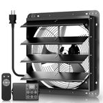 Xcity Shutter Exhaust Fan with Remote, 20 Inch High Velocity Wall Mount Attic Fan, 4700 CFM, Ventilation and Cooling for Greenhouses, Garages, Warehouse, Sheds