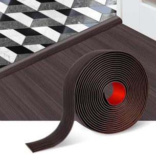 Floor Transition Strip Self Adhesive Floor Cover Strips Laminate 3" Wide Vinyl Flat Divider Transitions Elegant Wood Grain Design (7.6cm, 10Ft, Black Walnut)