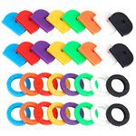 HUIHUIBAO 32 Pieces Key Caps Tags Covers, Plastic Key Identifier Ring Label ID to Identify Your Key in 2 Different Style, 8 Colors