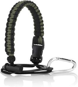 Fiabgum Wide Mouth Paracord Handle Paracord Handle for Water Bottle - Strap Carrier with Safety Ring and Carabiner. Compatible w/Many Water Bottle Sizes 10oz - 64oz (Army/Black)