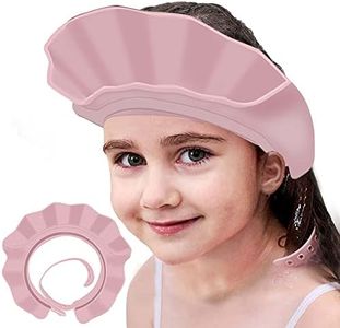 KOMIDK Baby Kids Shower Cap Shower Cap for Kids Shampoo Bath Bathing Hat Silicone Adjustable Washing Hair Shower Bathing Protection Bath Cap for Toddler, Baby, Kids, Children (Pink)