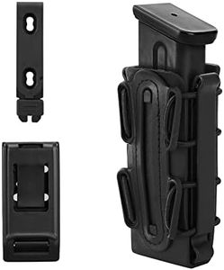 Huntvp Mag Pouch 9mm Pistol Magazine Pouch Soft Shell Adjustable Universal Mag Carrier with MOLLE & Belt Clips (Black)