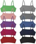 Andrew Scott Girls Cotton Stretch Cropped Cami Training Bra | Pack of 10 (10 Pack- Black with Grab Bag Assorted Colors, X-Small)