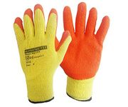 24 Pairs Latex Coated Orange Rubber Work Gloves Mens Safety Builders Gardening (Large)