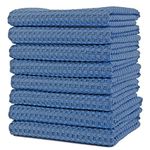 POLYTE Ultra Premium Microfibre Kitchen Dish Tea Towel Waffle Weave, 8 Pack (40x71 cm, Blue)