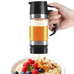 AELGA Honey Dispenser No Drip with Bottom Release Valve, Effortless One-Hand Press Honey Jar for Honey, Maple Syrup, Black