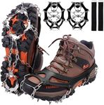 WIN.MAX Crampons for Shoes, Traction Cleats Ice Snow Grips with 19 Stainless Steel Spikes, Shoe Talons Anti - Slip Boots Spikes for Walking, Jogging, Climbing and Hiking (Black, XL)