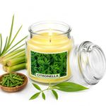 C Lal & Sons Citronella Scented Candle | Glass Jar with Lid | 60–90 Hour Burn (400g Each) | Long Lasting Clean Burn | Mosquito-Repellent Aromatherapy, Stress Releif, Home Décor & Gifting (Large)