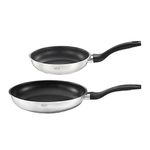 RÖSLE Basic Line Pan Set Diameter 20 cm, 24 cm with ProPlex Non-Stick Coating 18/10 Stainless Steel Silver/Black