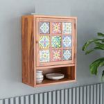 RAMA HANDICRAFT Sheesham Wood Kitchen Cabinet for Home | Wall Mounted Kitchen Rack with Storage | Wooden Kitchen Unit/Organizer Storage | Kitchen Furniture with Storage (Honey Finish)