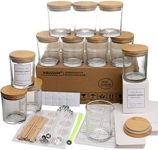 MILIVIXAY 12 Pack 10 OZ Clear Glass Candle Jars with Lids and Candle Making Kits - Bulk Empty Candle Jars for Making Candles - Spice, Powder Containers.