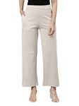 GO COLORS Women Solid Light Beige Ponte Wide Leg Pants