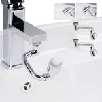 Hibbent 2 Pack Metal 1080 Swivel Faucet Extender, Universal Robotic Arm Swivel Extension Faucet Aerator with Dual Spray Mode, Male/Female Thread Faucet Sink Faucet Attachment for Bathroom Sink