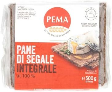 PEMA, Pane di Segale Integrale al 100%, Pane a Fette con Pasta Madre e Senza Conservanti, Favorisce la Circolazione, Buono da Mangiare e per la Salute, Confezione da 8 Fette, 500 g