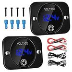 2Pack Car Voltmeter, Linkstyle 12V/24V LED Volt Meter with Touch Switch, Upgraded LED Digital Display Voltmeter Panel, Waterproof Volt Monitor with Wires for Boat Car Motorcycle Truck ATV UTV (Blue)