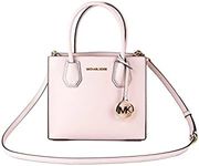 Michael Kors Mercer Medium Leather Messenger Crossbody Handbag (Powder Blush Solid) One Size