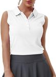BUBBLELIME Women's UPF 50+ Golf Tennis Sleeveless Polo Shirts Polo Neck Quick Dry_White(1) M_BWST019