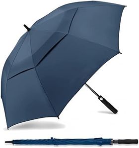 SIEPASA Golf Umbrella Large 62/68/72 Inch Automatic Open Golf Umbrella Extra Large Oversize Double Canopy Vented Umbrella Windproof Waterproof for Men and Women.(Navy Blue, 72",Black Handle)