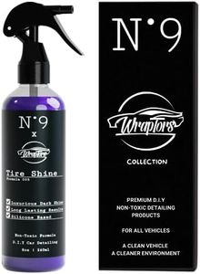 N9 x Wraptors Tire Shine Spray, Luxurious Wet & Dark Shine, Ultimate Tire Cleaner, Tire Sealant, Tire Coating and Dressing, Water Repellant - UV Protectant, No Sling, Berry Blast 8oz, Spray Bottle