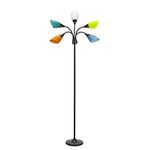 Catalina Lighting Medusa 5 Floor Lamp with Adjustable, Black Base with Colored Shades, 20744-000