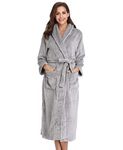 Vlazom Dressing Gowns, Unisex Soft Robe Cosy Terry Towelling Bathrobe for Women/Men, Light Grey, UK(20-24)