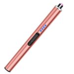 Electronic Candle Lighter Rechargeable USB Lighter, Electric Arc Plasma Lighter, Long Pen BBQ Lighter for Candles, Camping, Grill (Rose Gold)